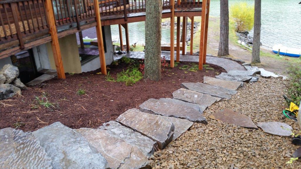 Lake home stone steps